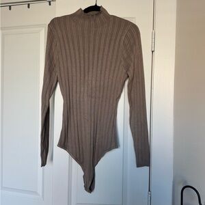 Abercrombie & Fitch Taupe Ribbed Bodysuit